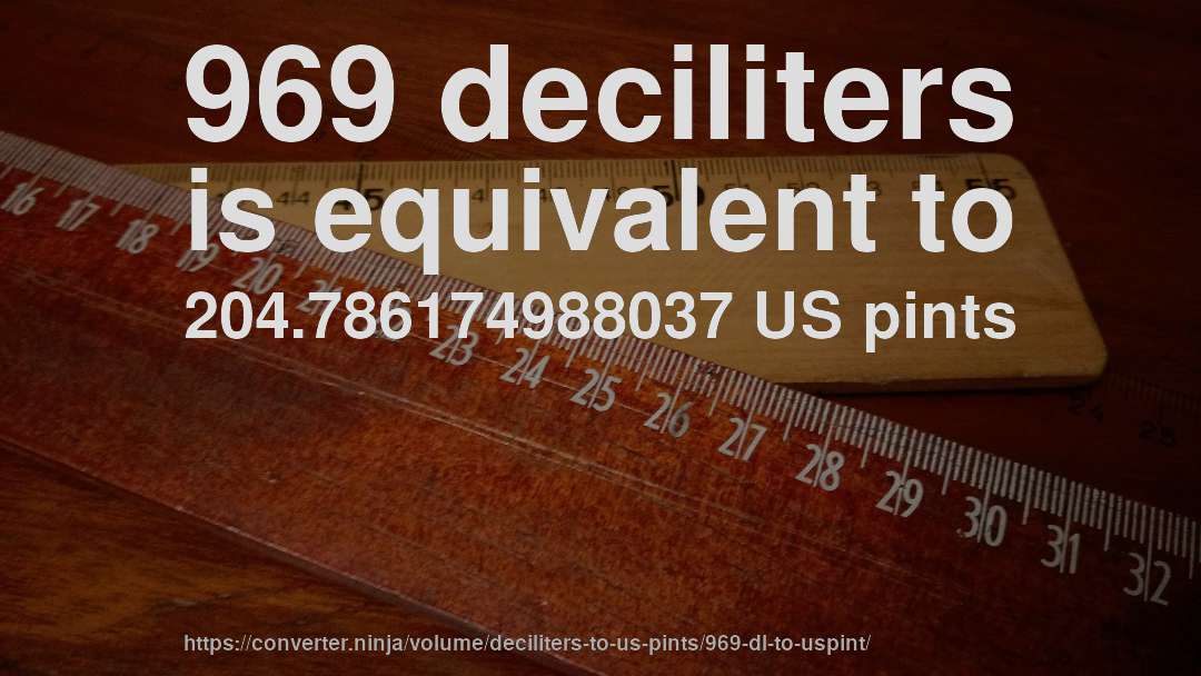969 deciliters is equivalent to 204.786174988037 US pints