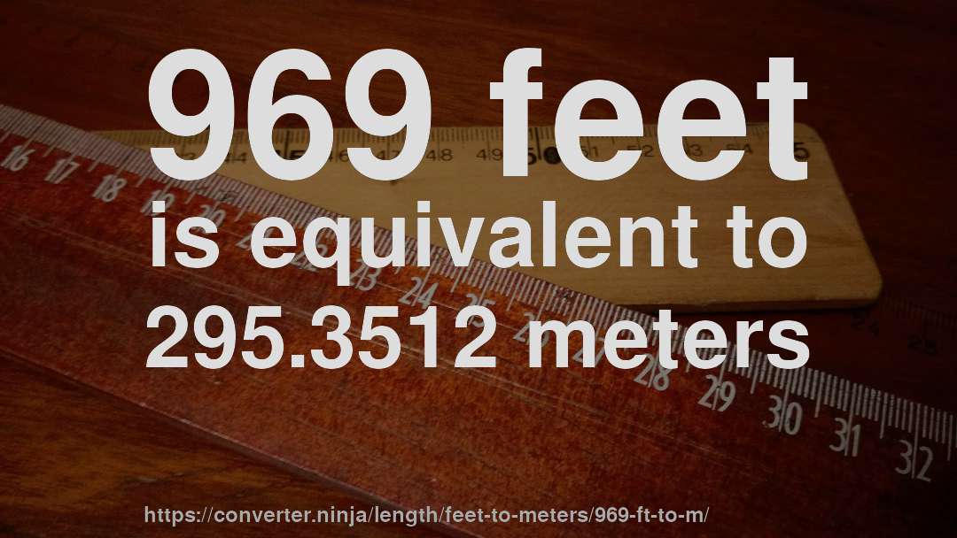 969 feet is equivalent to 295.3512 meters
