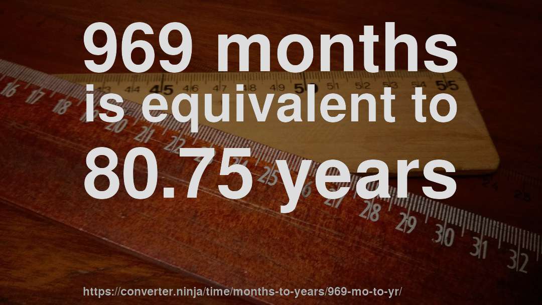 969 months is equivalent to 80.75 years