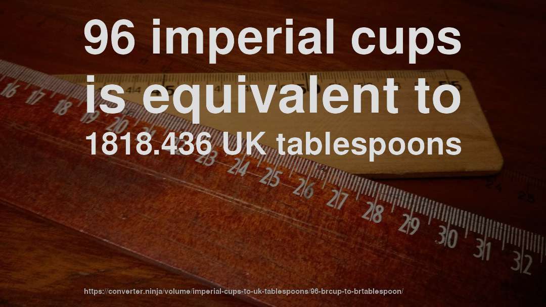 96 imperial cups is equivalent to 1818.436 UK tablespoons