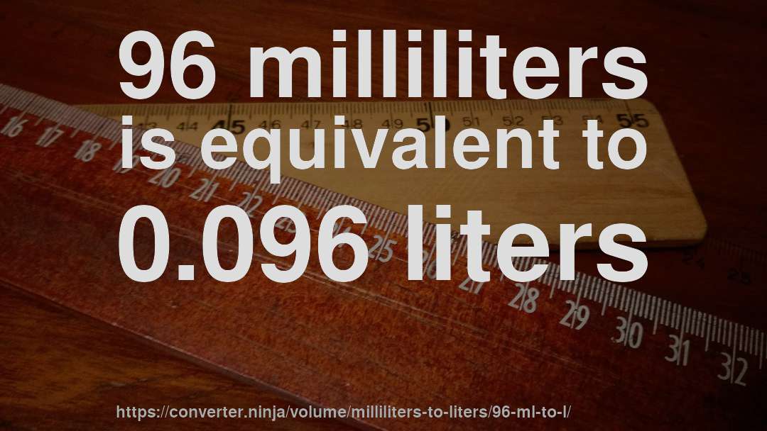 96 milliliters is equivalent to 0.096 liters