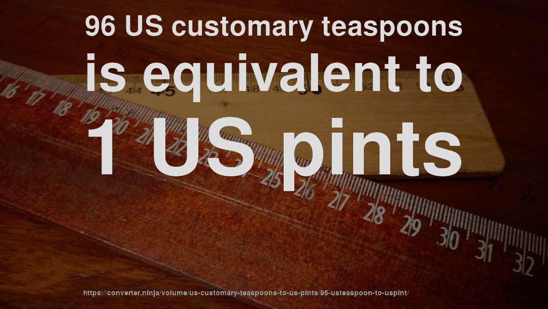 96 US customary teaspoons is equivalent to 1 US pints
