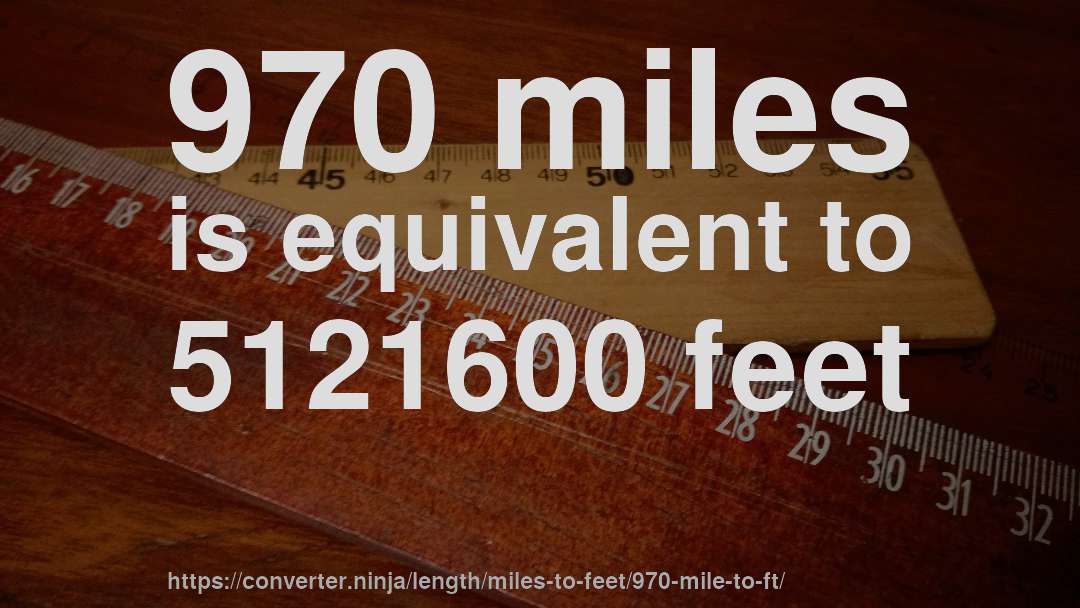 970 miles is equivalent to 5121600 feet
