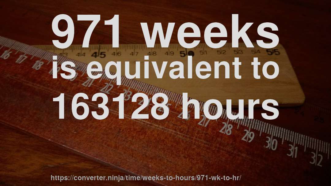 971 weeks is equivalent to 163128 hours