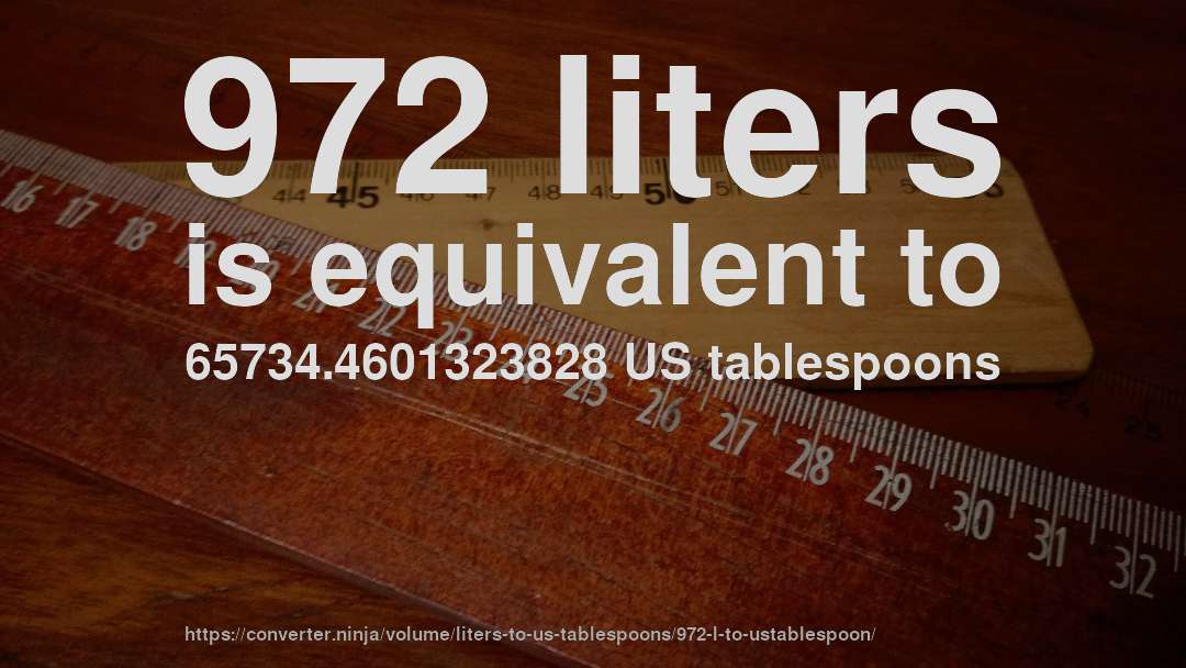 972 liters is equivalent to 65734.4601323828 US tablespoons