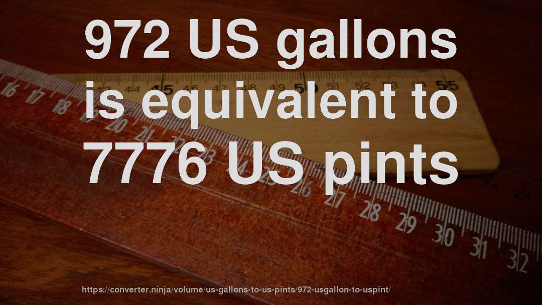 972 US gallons is equivalent to 7776 US pints