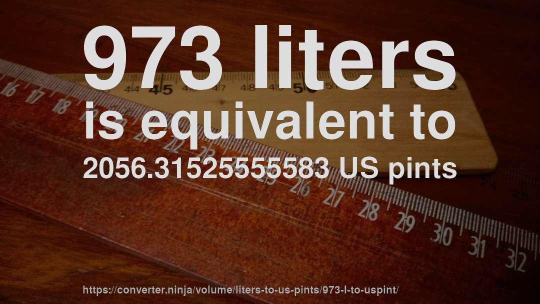 973 liters is equivalent to 2056.31525555583 US pints