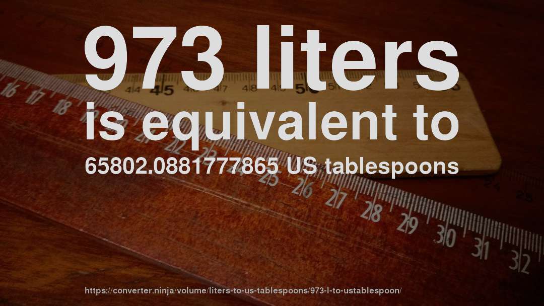 973 liters is equivalent to 65802.0881777865 US tablespoons