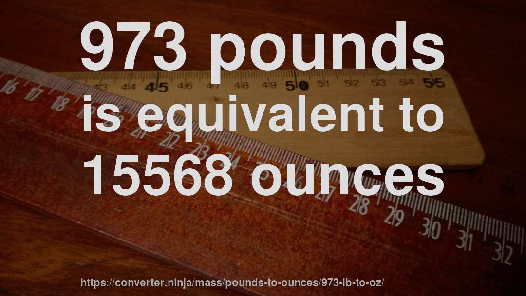 973 pounds is equivalent to 15568 ounces