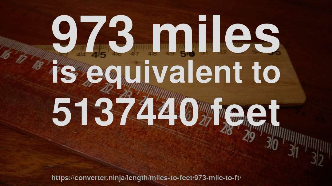 973 miles is equivalent to 5137440 feet