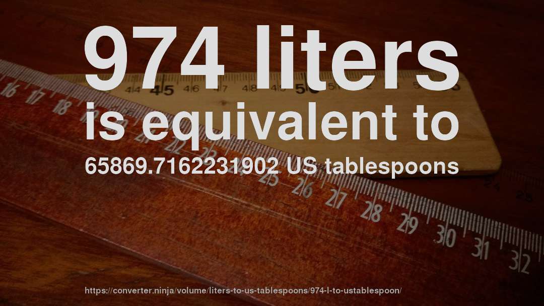 974 liters is equivalent to 65869.7162231902 US tablespoons