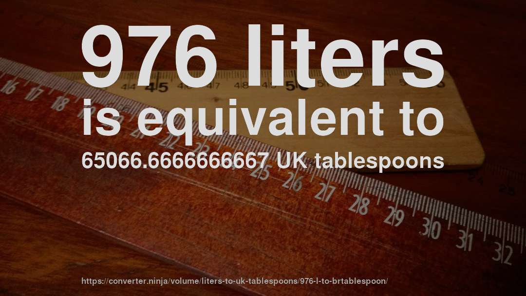 976 liters is equivalent to 65066.6666666667 UK tablespoons
