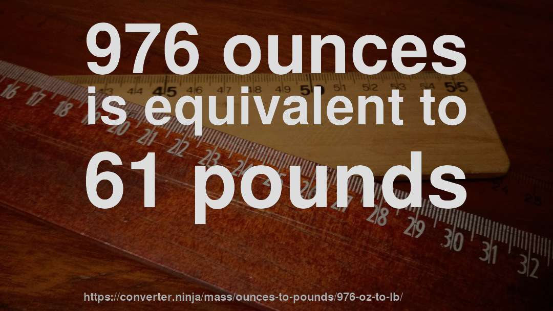 976 ounces is equivalent to 61 pounds