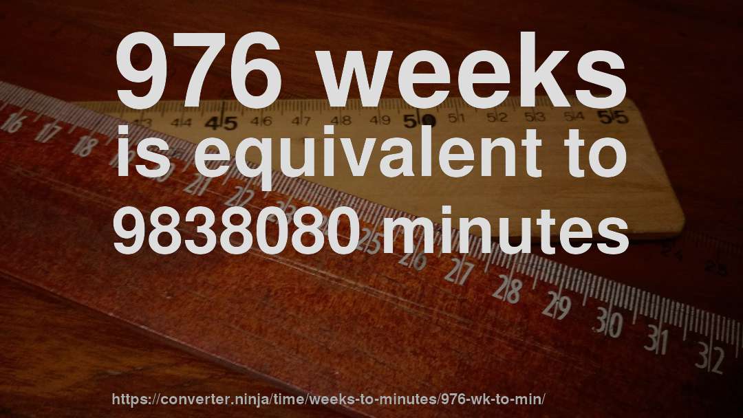 976 weeks is equivalent to 9838080 minutes