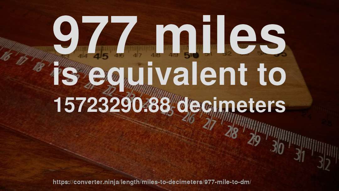 977 miles is equivalent to 15723290.88 decimeters