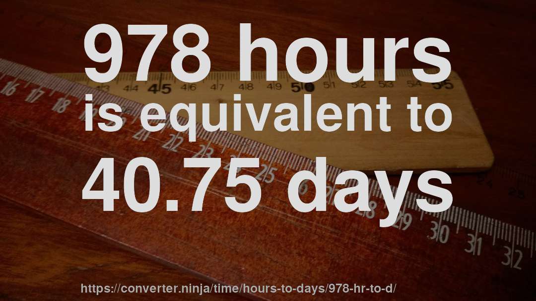 978 hours is equivalent to 40.75 days