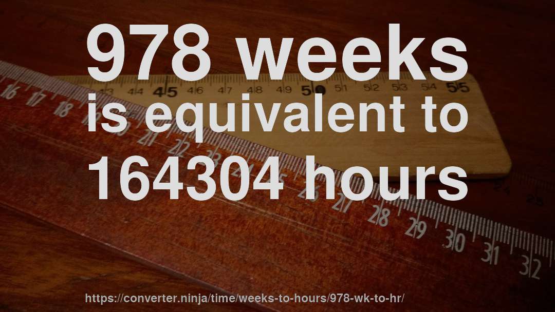 978 weeks is equivalent to 164304 hours