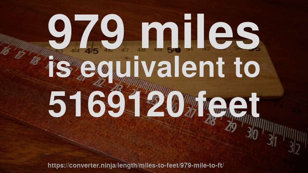 979 miles is equivalent to 5169120 feet