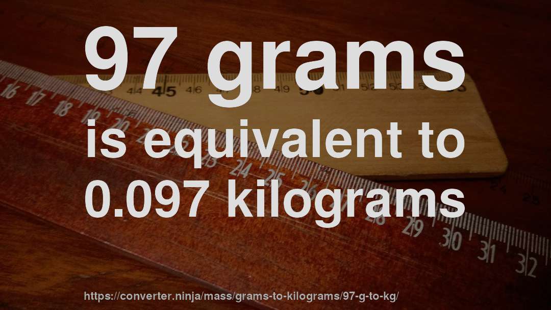 97 grams is equivalent to 0.097 kilograms