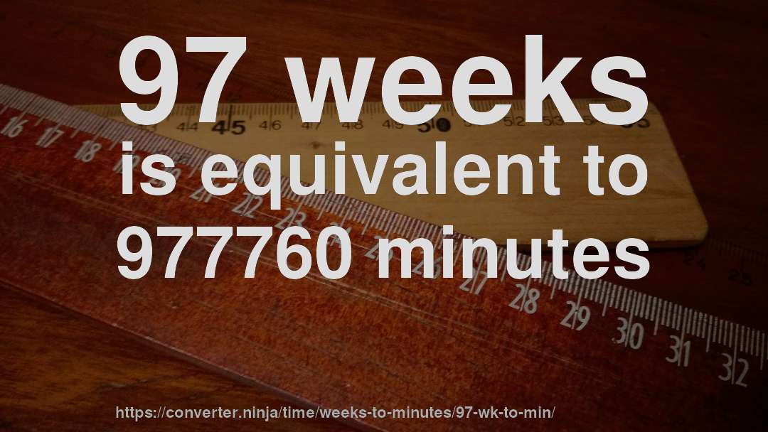 97 weeks is equivalent to 977760 minutes