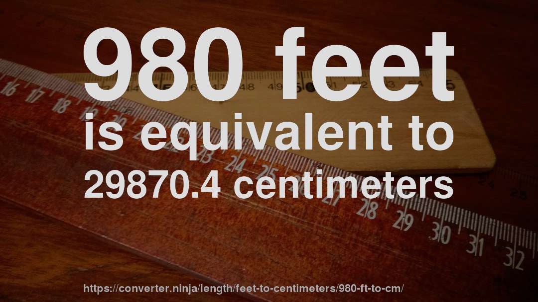 980 feet is equivalent to 29870.4 centimeters