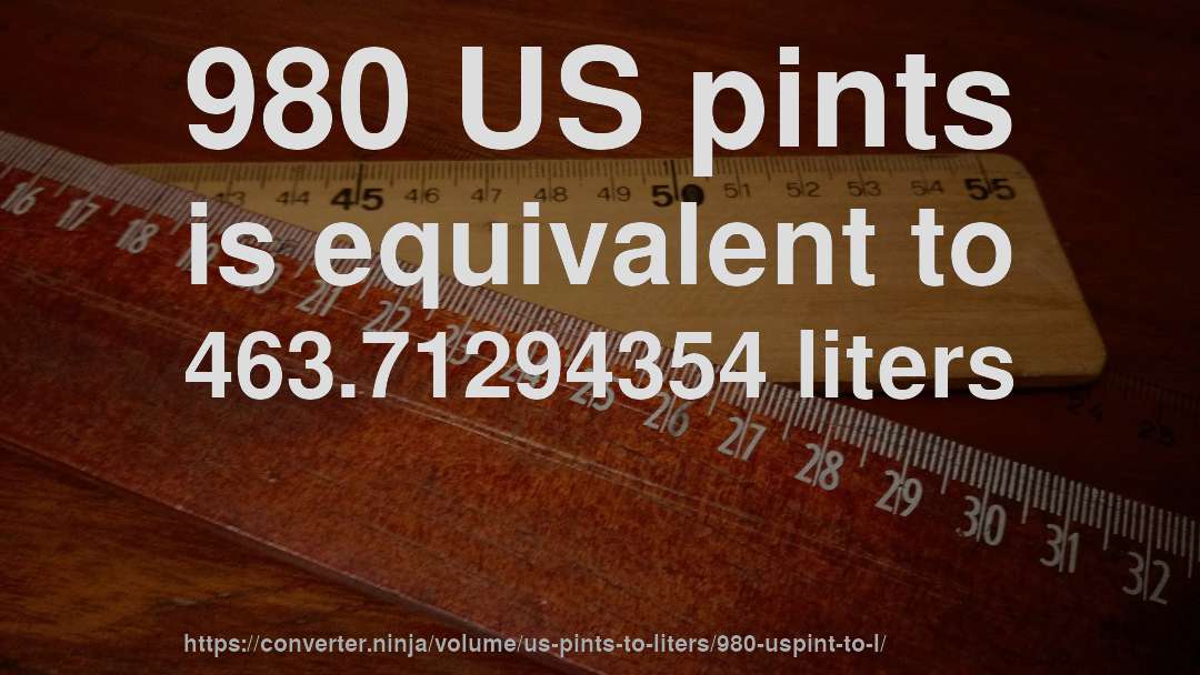 980 US pints is equivalent to 463.71294354 liters