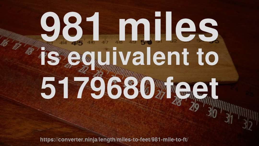 981 miles is equivalent to 5179680 feet