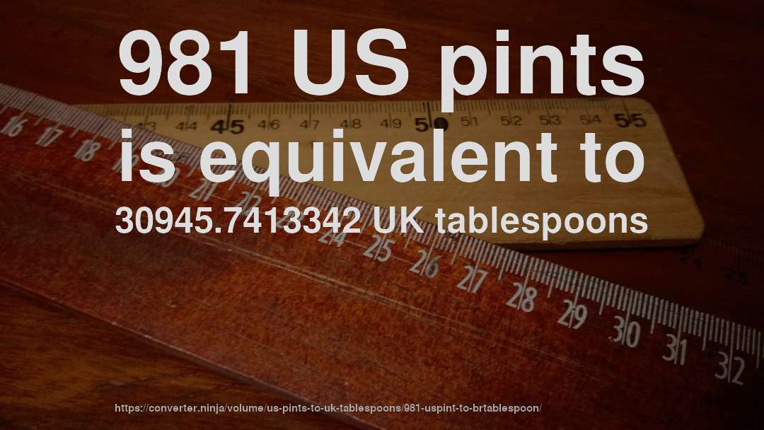981 US pints is equivalent to 30945.7413342 UK tablespoons