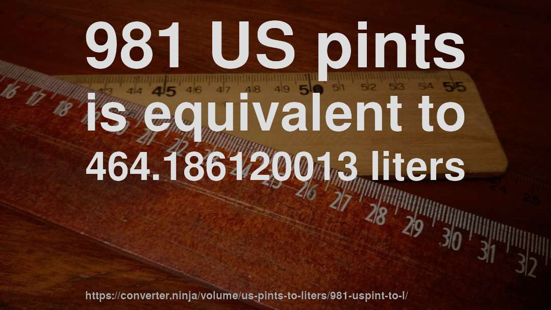 981 US pints is equivalent to 464.186120013 liters
