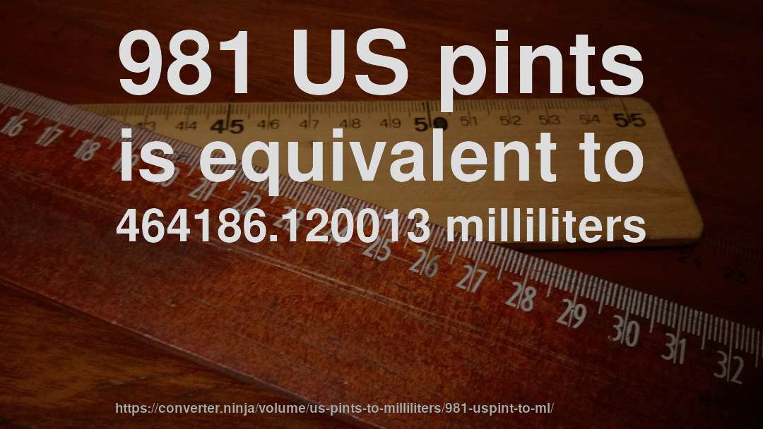 981 US pints is equivalent to 464186.120013 milliliters