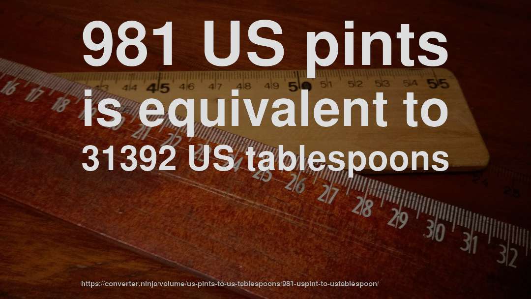 981 US pints is equivalent to 31392 US tablespoons