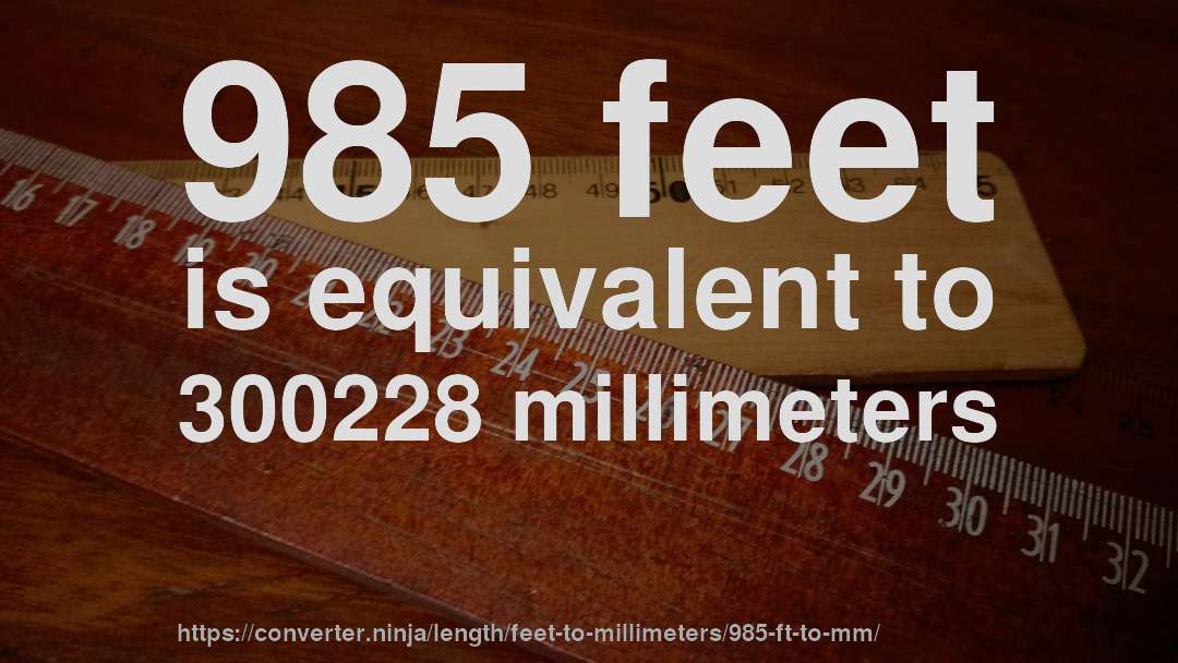 985 feet is equivalent to 300228 millimeters