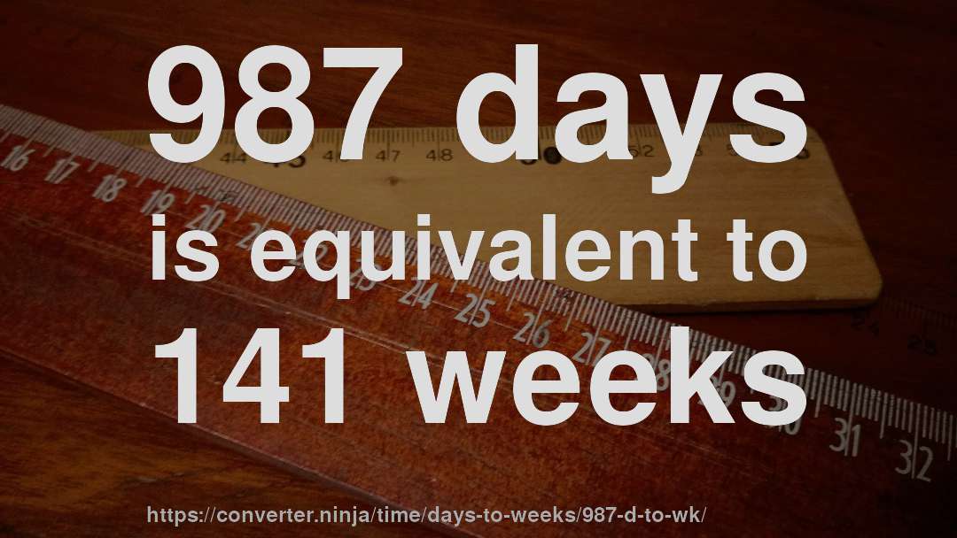 987 days is equivalent to 141 weeks
