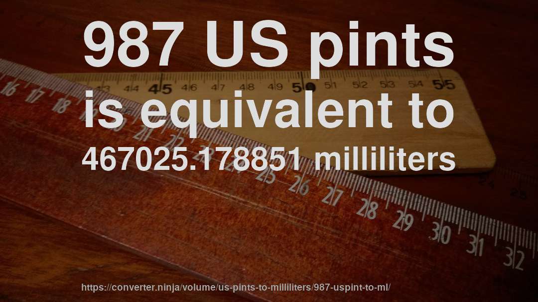 987 US pints is equivalent to 467025.178851 milliliters