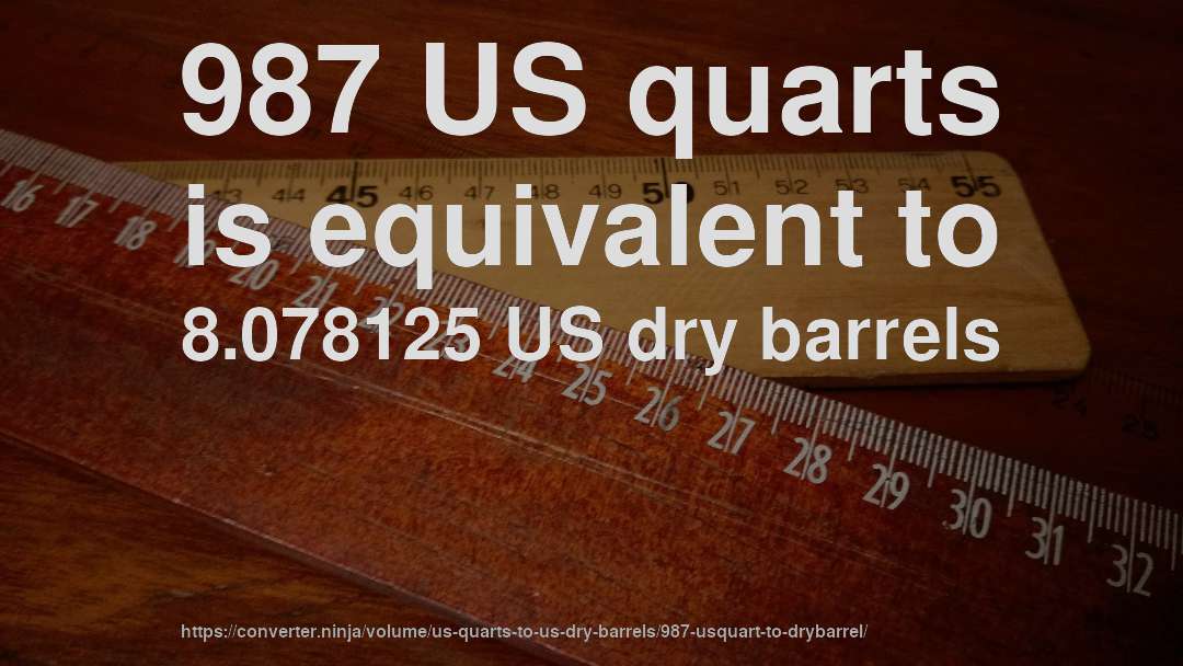 987 US quarts is equivalent to 8.078125 US dry barrels