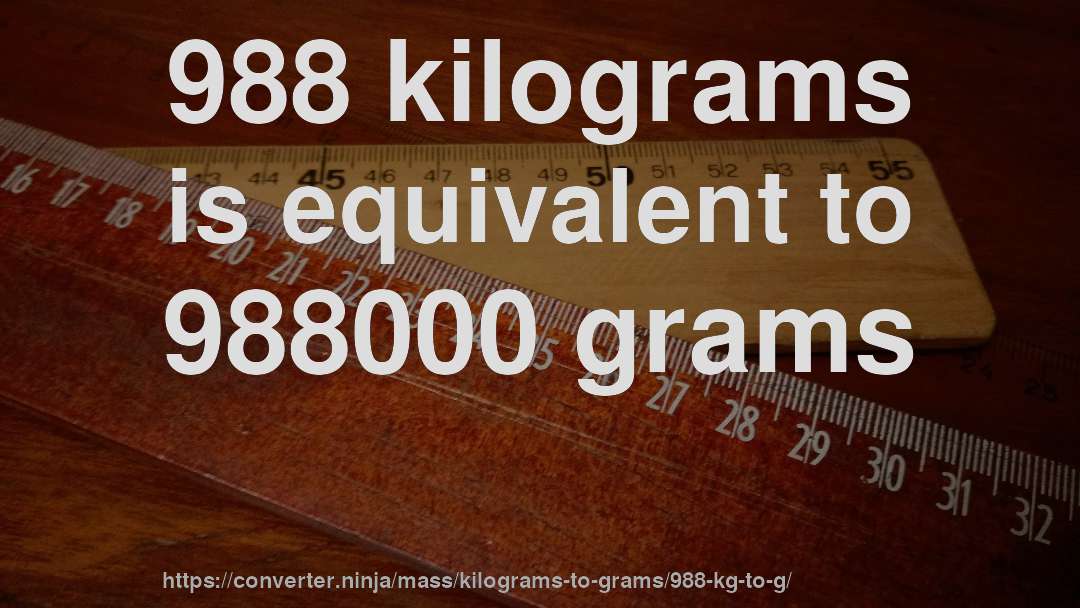 988 kilograms is equivalent to 988000 grams