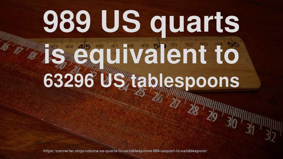 989 US quarts is equivalent to 63296 US tablespoons
