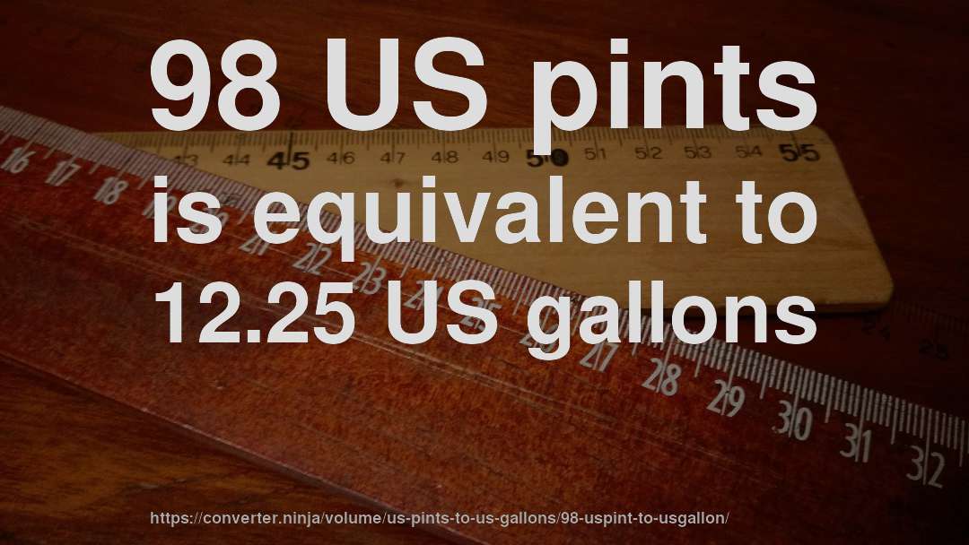 98 US pints is equivalent to 12.25 US gallons