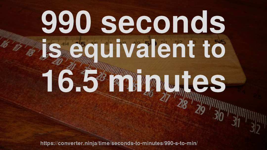 990 seconds is equivalent to 16.5 minutes
