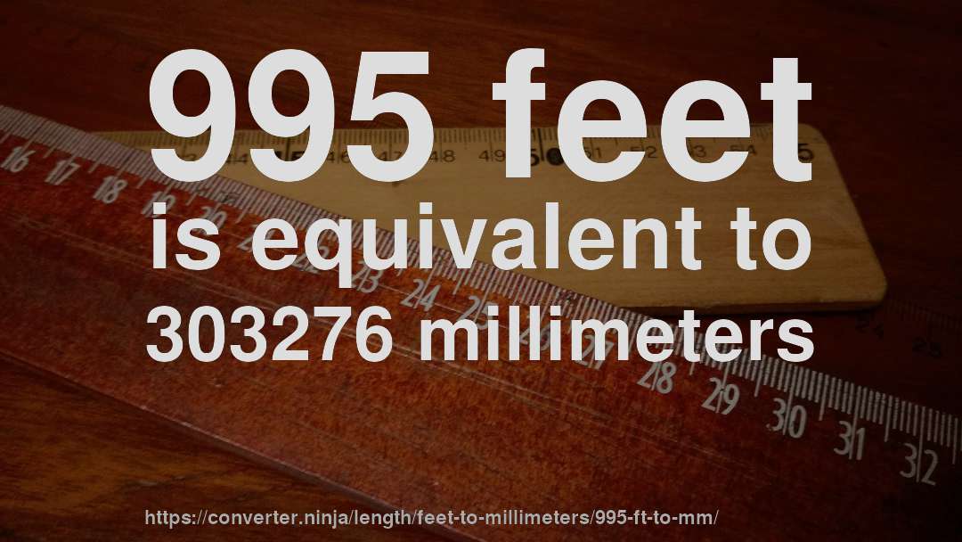 995 feet is equivalent to 303276 millimeters