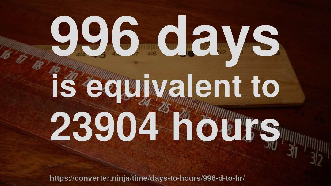 996 days is equivalent to 23904 hours