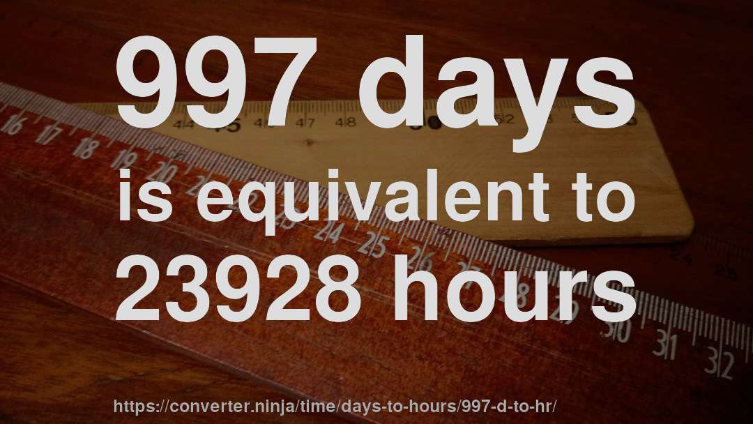 997 days is equivalent to 23928 hours