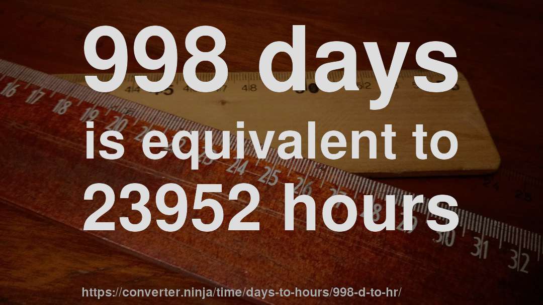 998 days is equivalent to 23952 hours