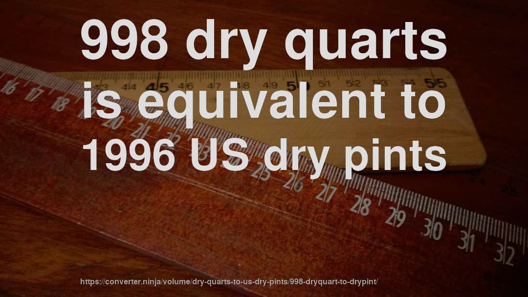 998 dry quarts is equivalent to 1996 US dry pints