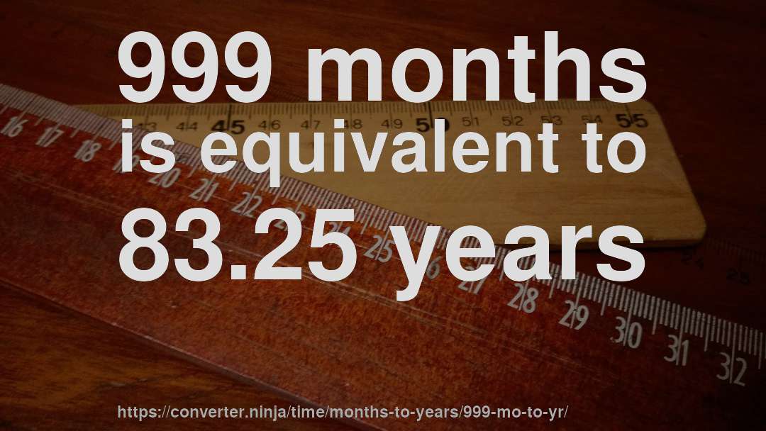 999 months is equivalent to 83.25 years