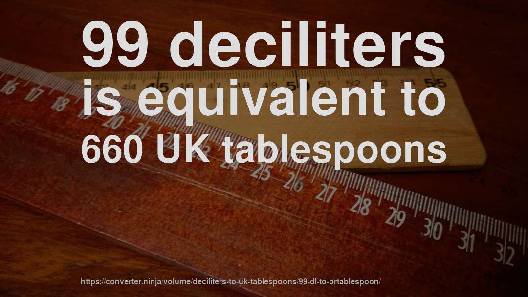 99 deciliters is equivalent to 660 UK tablespoons