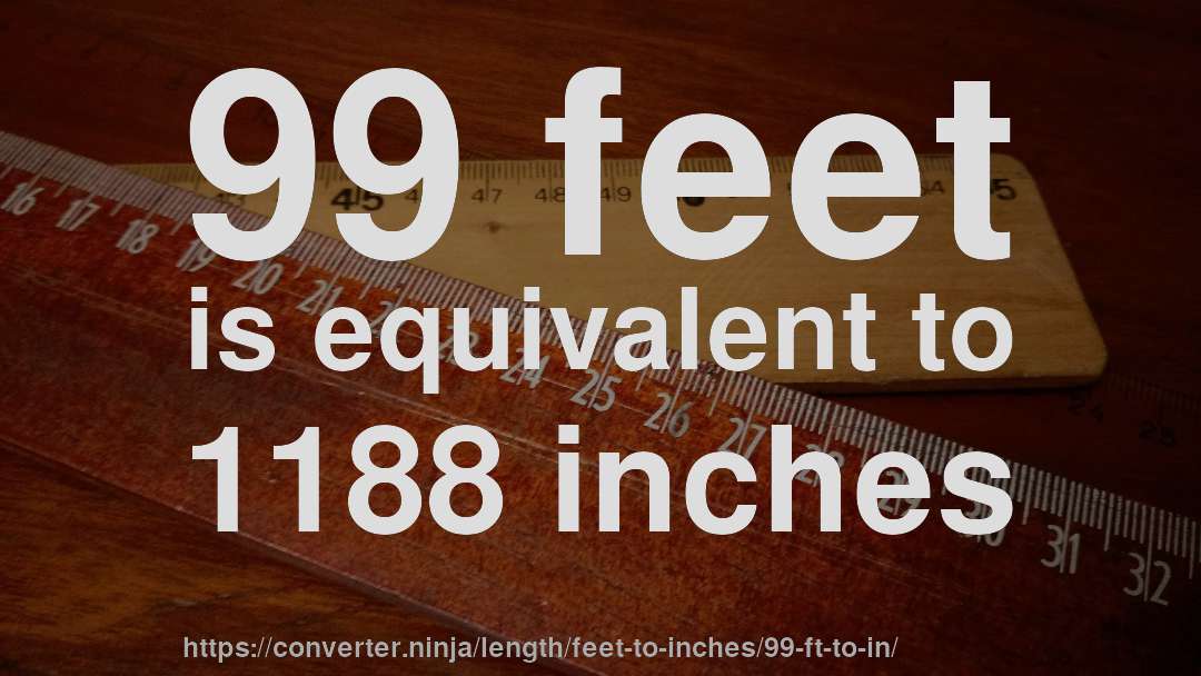 99 feet is equivalent to 1188 inches