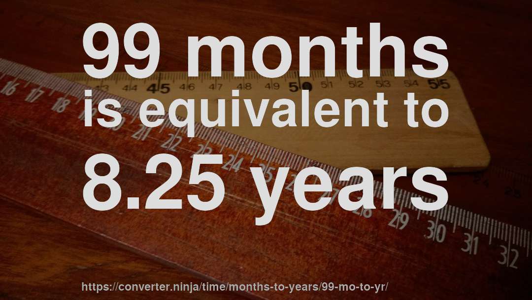99 months is equivalent to 8.25 years