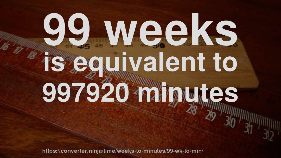 99 weeks is equivalent to 997920 minutes