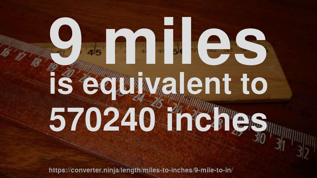9 miles is equivalent to 570240 inches